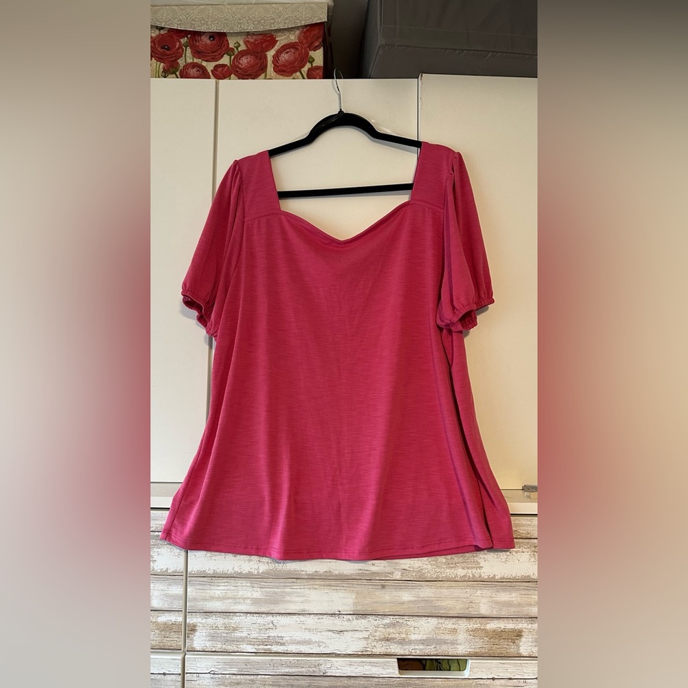 💖 Moa Moa Vibrant Pink Blouse Top Plus Size 2X 💖